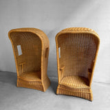 Pair Of Woven Wicker Porter's Chairs