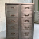 Mid Century Industrial Brushed Steel Office Filing Cabinet