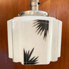 Art Deco Faceted Patterned Milk Glass Pendant Light