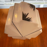 Art Deco Faceted Patterned Milk Glass Pendant Light