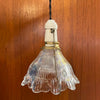 Industrial Cut Glass And Porcelain Pendant Light