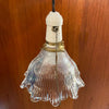 Industrial Cut Glass And Porcelain Pendant Light
