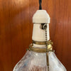 Industrial Cut Glass And Porcelain Pendant Light