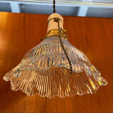 Industrial Cut Glass And Porcelain Pendant Light