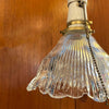 Industrial Cut Glass And Porcelain Pendant Light