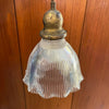 Industrial Ruffled Holophane Bell Pendant Light