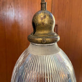 Industrial Ruffled Holophane Bell Pendant Light