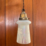 Industrial Etched Opaline Bell Pendant Light