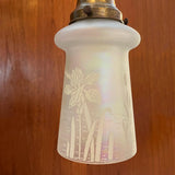 Industrial Etched Opaline Bell Pendant Light
