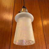Industrial Etched Opaline Bell Pendant Light