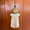 Industrial Etched Opaline Bell Pendant Light