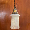 Industrial Etched Opaline Bell Pendant Light