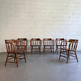 Craftsman Oak Fire House Dining Armchairs