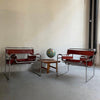 Marcel Breuer Bauhaus Wassily Style Chairs Burgundy Brown Leather