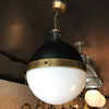 Milk Glass and Brass Globe Pendant