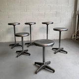 Industrial Brushed Steel Height Adjustable Swivel Stools