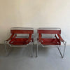 Marcel Breuer Bauhaus Wassily Style Chairs Burgundy Brown Leather