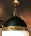 Milk Glass and Brass Globe Pendant