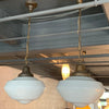 Pair Of Large Milk Glass Library Pendant Lights