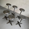 Industrial Brushed Steel Height Adjustable Swivel Stools