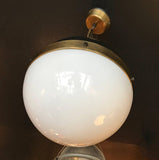 Milk Glass and Brass Globe Pendant