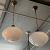 Pair Of Large Milk Glass Library Pendant Lights