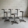 Industrial Brushed Steel Height Adjustable Swivel Stools
