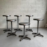 Industrial Brushed Steel Height Adjustable Swivel Stools