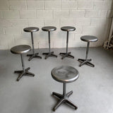 Industrial Brushed Steel Height Adjustable Swivel Stools