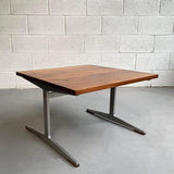 Mid Century Modern Walnut And Steel Coffee Table