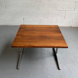 Mid Century Modern Walnut And Steel Coffee Table