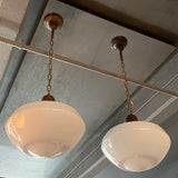 Pair Of Large Milk Glass Library Pendant Lights