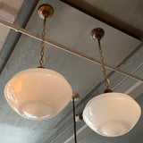 Pair Of Large Milk Glass Library Pendant Lights