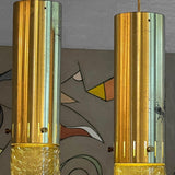 Mid Century Modern Green Glass Cylinder Pendants