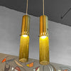 Mid Century Modern Green Glass Cylinder Pendants