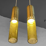 Mid Century Modern Green Glass Cylinder Pendants