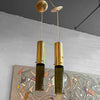 Mid Century Modern Green Glass Cylinder Pendants
