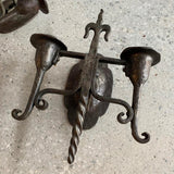 Gothic Revival Cast Iron Candle Wall Sconces