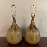 Mid Century Modern Art Pottery Gourd Table Lamps