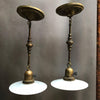 Ornate Milk Glass and Brass Pendants