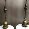 Ornate Milk Glass and Brass Pendants