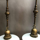 Ornate Milk Glass and Brass Pendants