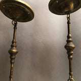 Ornate Milk Glass and Brass Pendants