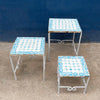 Wrought Iron And Tile Garden Nesting Tables