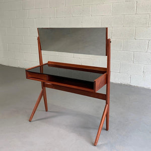 Petite Danish Modern Teak Mirrored Vanity By Arne Vodder