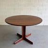 Mid Century Modern Round Walnut Extension Dining Table