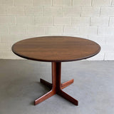 Mid Century Modern Round Walnut Extension Dining Table