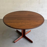 Mid Century Modern Round Walnut Extension Dining Table