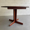 Mid Century Modern Round Walnut Extension Dining Table