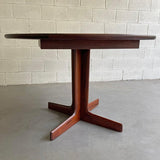 Mid Century Modern Round Walnut Extension Dining Table